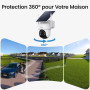 aosu 2K Camera Surveillance WiFi Exterieure sans Fil, 2 Cam-Kit avec aosuBase, sans Frais Mensuels, 360° PTZ Suivi Automatique, 
