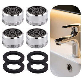 4PCS Économiseur d'Eau pour Robinet M24 avec Débit 5L/min, Mousseur Robinet en Laiton Chromé avec Filtre Anticalcaire Intégré, E