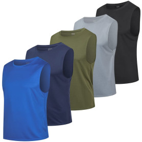 HUAKANG 3 ou 5 Pack Debardeur Homme Sport Tee Shirt sans Manche Homme Séchage Rapide pour Running Gym Fitness Musculation
