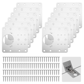 Lestiven 12 PCS plaque reparation charniere porte, kit de réparation charnière meuble, hinge repair kit, charnières d'armoire en