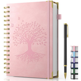 Smarpau Carnet A5, carnet à spirale à couverture rigide avec stylo, journal avec papier épais 100 g/m² à l'encre, bloc-notes pou