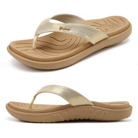 jiajiale Tongs Femme Mode Orthopédique Cuir Confortable Soutien Voûte Plantaire Tongue Legere Yoga Mat été Plage Piscine Flip Fl