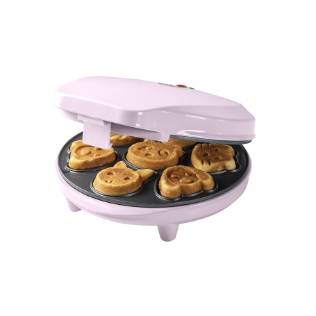 Bestron Appareil à mini cookies avec motifs d'animaux, Moule à mini gaufres, avec témoin de cuisson & revêtement anti-adhésif, 7