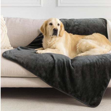 Dreamzie - Plaid Imperméable Chien 100x120 cm - Couverture Imperméable Réversible - pour Lit et Canapé Chien, en Polaire Sherpa 