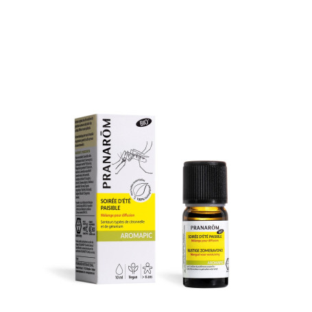 Pranarôm Anti-Mousitques Soirée d’Été Paisible Mélange pour Diffusion Bio aux Huiles Essentielles Biologiques Aromapic 10 ml