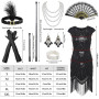 Shengruili Costume des années 20 pour femme, accessoires de robe des années 20, robe Charleston des années 20, robe garçonne, co