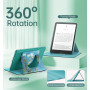 MoKo Coque Pivotante à 360°pour 7" Kindle Paperwhite 12e Gén 2024&Kindle Colorsoft 2024/2025,Étui Protection à Dos Clair Magnéti