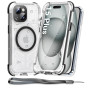 WIFORT Coque Étanche pour iPhone 15 Plus Translucide Compatible avec MagSafe, Coque Intégrale 360 Antichoc