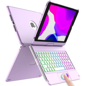 aMZCaSE Étui pour Clavier iPad 10.2 pour iPad 9e gén 2021,Coque Rigide Rabattable à 360°avec Clavier Bluetooth sans Fil avec 7 r