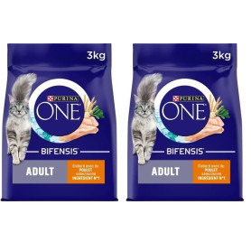 PURINA ONE Bifensis Adulte | Croquettes Au Poulet pour Chats Adultes | Sac de 3kg (Lot de 2)