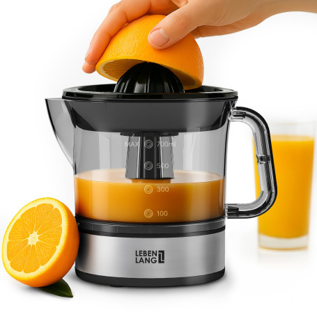 LEBENLANG Presse agrume electrique - 2 cônes & sans BPA I Haut rendement en jus I 700ml presse agrumes electriques I Presse-agru