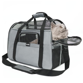 Zavothy Sac Transport Chat Chien, Sac Transport Respirant et Pliable, Caisse de Transport Chat avec Bandoulière Réglable, Matela