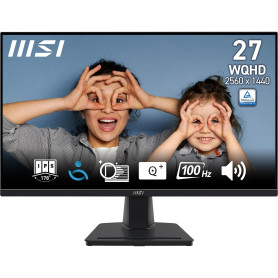 MSI Pro MP275Q 27 Écran bureautique WQHD - Dalle IPS 2560 x 1440, 100 Hz, écran Eye-Friendly, Haut-parleurs intégrés, Inclinaiso
