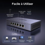 UGREEN Switch Ethernet PoE 6 Ports Gigabit Switch RJ45 4 Ports PoE+ 60W Multiprise RJ45 Boitier Métal 6KV Protection Contre la F