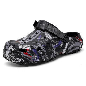 FLIOZY Sabots de Jardin Homme à Motif Camouflage – Chaussures Aquatiques Légères avec Sangle Réglable – Sabots Respirants en EVA