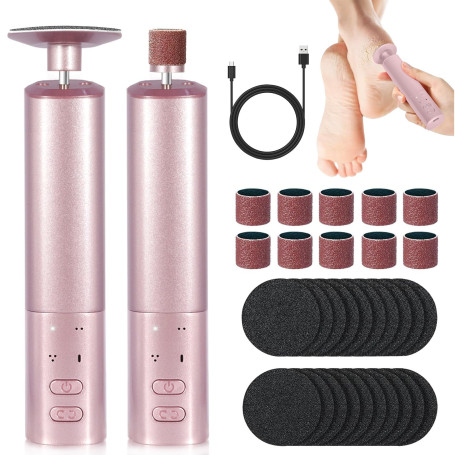 YGVQN Râpe Électrique pour Pieds‌,2 en 1 Rapeuse Pieds Pedicure Electrique,6 Vitesses Silencieuse USB Rechargeable,Soin Rapide d
