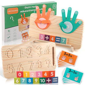 Montessori - Jeu éducatif - Compteur de doigts double face et planche à suivre les chiffres - Jouet éducatif pour enfants à part