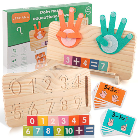Montessori - Jeu éducatif - Compteur de doigts double face et planche à suivre les chiffres - Jouet éducatif pour enfants à part