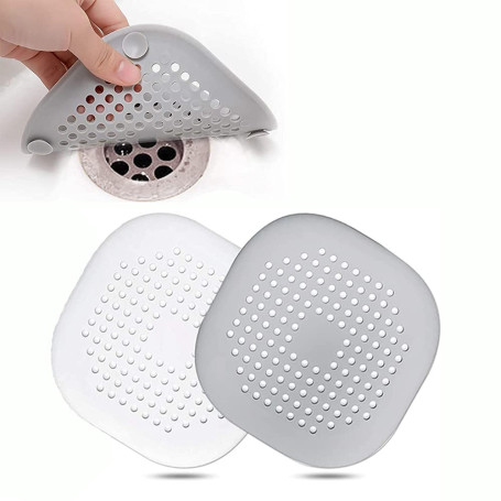 2Pcs Protection de Drain de Silicone, Filtre Evier de Cuisine avec Ventouse, Filtre de Couverture de Drain de Baignoire, Filtre 