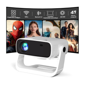 Videoprojecteur 2025 avec App Intégrée - Wielio Projecteur Portable Full HD 1080P 650ANSI, Retroprojecteur Supporté 4K WiFi Blue