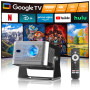 Alwtniet Videoprojecteur 4K Con Google TV, Nativo Full HD 1080P Projecteur Video Portable, App intégrée Mini Projector Portatif 