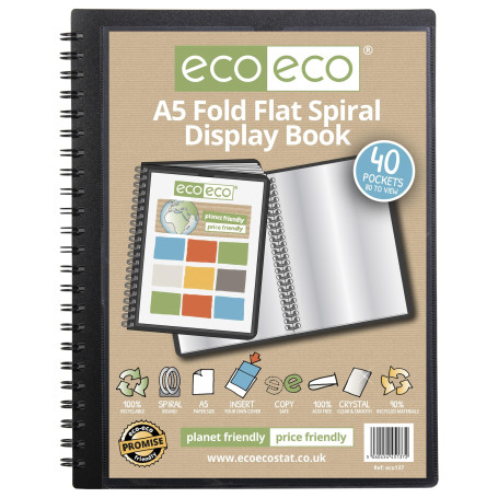 eco-eco Eco137 Porte-vues A5 50% recyclé 40 pochettes à spirales