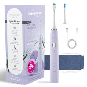 NEOSONIC® - Brosse à Dents Électrique Sonique Autonomie 3 Mois - 15 Modes - Rechargeable USB-C - Minuterie 2 Min - 2 Têtes Inclu