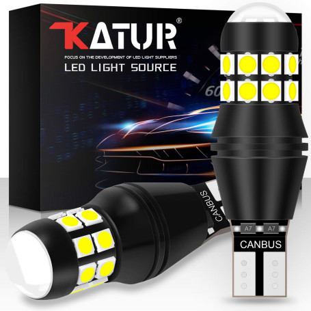 KATUR W16W 921 T15 912 LED Ampoule CANBUS sans Erreur sans polarité 6500K 3030 20SMD 12V 24V pour Feux de recul de feu de statio