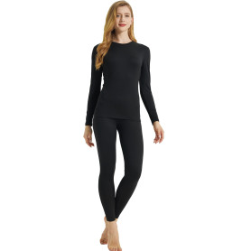 LANBAOSI Ensemble de sous-vêtement Thermique Femme à Manches Longues Couche de Base Haut et Pantalon Chaud Leggings pour Automne