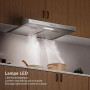 Soonye Hotte Aspirante 60cm Classe A+++, Hotte Cuisine,220 m³/h,Moteur sans balais,Évacuation ou Recyclage,Filtre au Charbon Inc