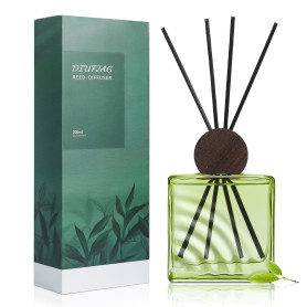 DIUFJAG 200ml – Green Tea Thé Vert Bâtonnets Parfumés avec 8 Bâtonnets,Diffuseur de Parfum pour Maison,Chambre à Coucher,Bureau,