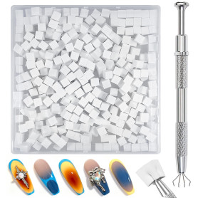 Qufiiry 300 PCS Nail Art Brosse Éponge, Eponge Babyboomer Ongle, Nail Art Éponge Dégradé, Utilisé pour Vréer une Variété de Moti