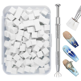 Qufiiry 100 PCS Nail Art Éponge dégradé, Avec Pince Métallique,Eponge Babyboomer Ongle,Utilisé pour Vréer une Variété de Motifs 