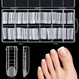 Kiiwah 120 Pièces Polygel Ongle Pied, Capsule avec Lignes Graduées Résistant Faux pour Pieds Popit Ongle pour les Amateurs d'Ong