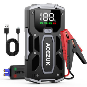 ACEZUK Booster Batterie Voiture 5000A, Démarreur de Voiture Portable (Jusqu'à 5.5L Diesel ou 7.0L Gaz), 12V Jump Starter avec 2.