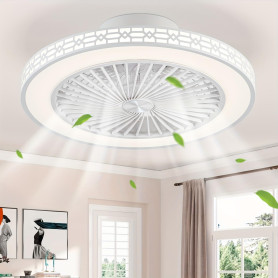 LMiSQ Ventilateur Plafond 19'' Ultrafin Moderne Plafonnier Ventilateur 3 Couleurs Réglables 6 Vitesses Ventilateur de Plafond Ré
