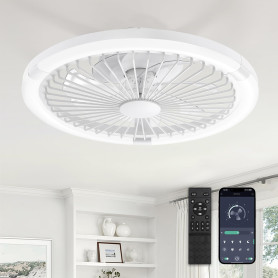 ZMISHIBO 50W Ventilateur de Plafond avec Lumière Ø50cm, 3 Couleurs, 6 Vitesses, Télécommande & Application, Mémoire, Luminosité 
