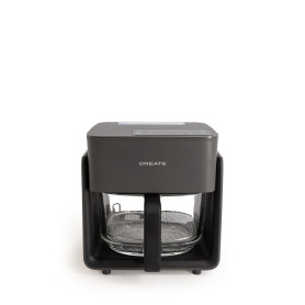CREATE/AIR FRYER STUDIO CRYSTAL/Friteuse sans huile 4,2 L avec vaporisateur d’eau noir/Capacité 5-6 portions, 6 programmes, plat