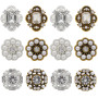 12 pièces de boutons dorés vintage avec strass et perles, boutons floraux en métal à coudre, boutons de cristal élégants pour co