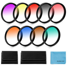 Fotover GCF-5252mm Kit de filtres de couleur gradués 9 pièces pour appareil photo reflex numérique Canon, Nikon, Sony, Pentax, O