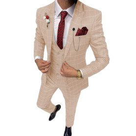 Solovedress Costume pour homme 3 pièces classique à carreaux pour homme, veste, pantalon, gilet pour mariage et affaires