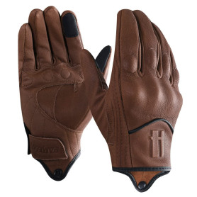 Harssidanzar Gants de Moto à écran Tactile en Cuir de chèvre à Doigt Complet pour Homme GM028E