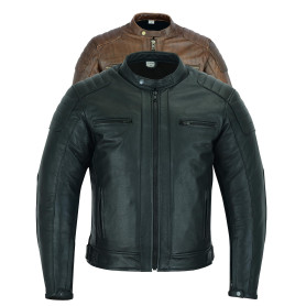Texpeed Veste de moto en cuir pour homme - Homologué blouson été/hiver de moto de tourisme avec protection véritable biker CE ar