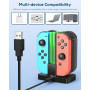 FYOUNG 4 en 1 Chargeur pour Compatible avec Joy Con pour Switch & OLED Model, Station de Charge pour Pro Manettes