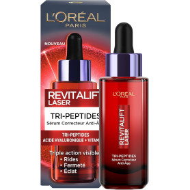 L'Oréal Paris - Sérum Correcteur Visage Anti-Âge - Soin Anti-Âge Triple Action - À l'Acide Hyaluronique, Peptides & Vitamine C -