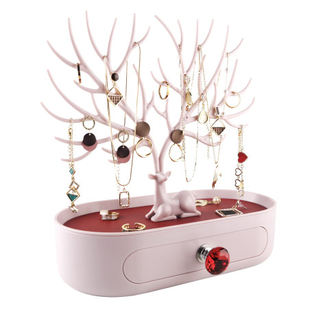 MORE&LESS Présentoir de bijoux en bois de cerf, pendentif de tour d'arbre pièces de rangement bagues boucles d'oreilles collier 