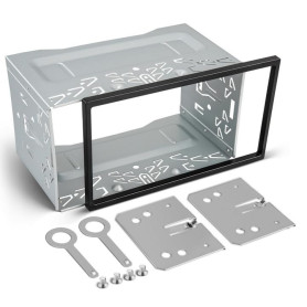 Hitopin Cadre d'Autoradio Universel 2 DIN, Universel en Métal avec Cadre, Cadre de Montage d'Autoradio, 2 DIN - Double Cadre en 