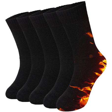 Josnown Chaussettes Chaudes Homme, Chaussettes Hiver Thermiques en Laine, Semelles Épaisses en Tissu Éponge pour Randonnée, Mais