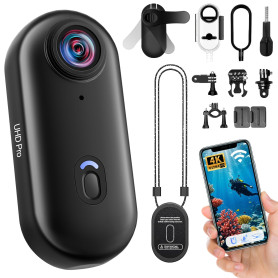 Nisanuki Caméra Sport 4K, Camera Action WiFi 120°, Minicaméra Sportive Étanche 30M Action Cam Corporelle Camera Vlog Petite Camé