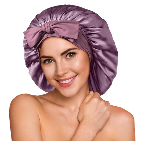Umisleep Bonnet de Nuit 22 Momme en 100% Soie de mûrier - Bonnet de Nuit Doux Double Face pour Cheveux bouclés - Respirant - Lar